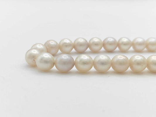 Semi-Round Pearl Necklace, Diameter: Approx. 7.0-7.4mm, Sterling Silver, 30.5g 