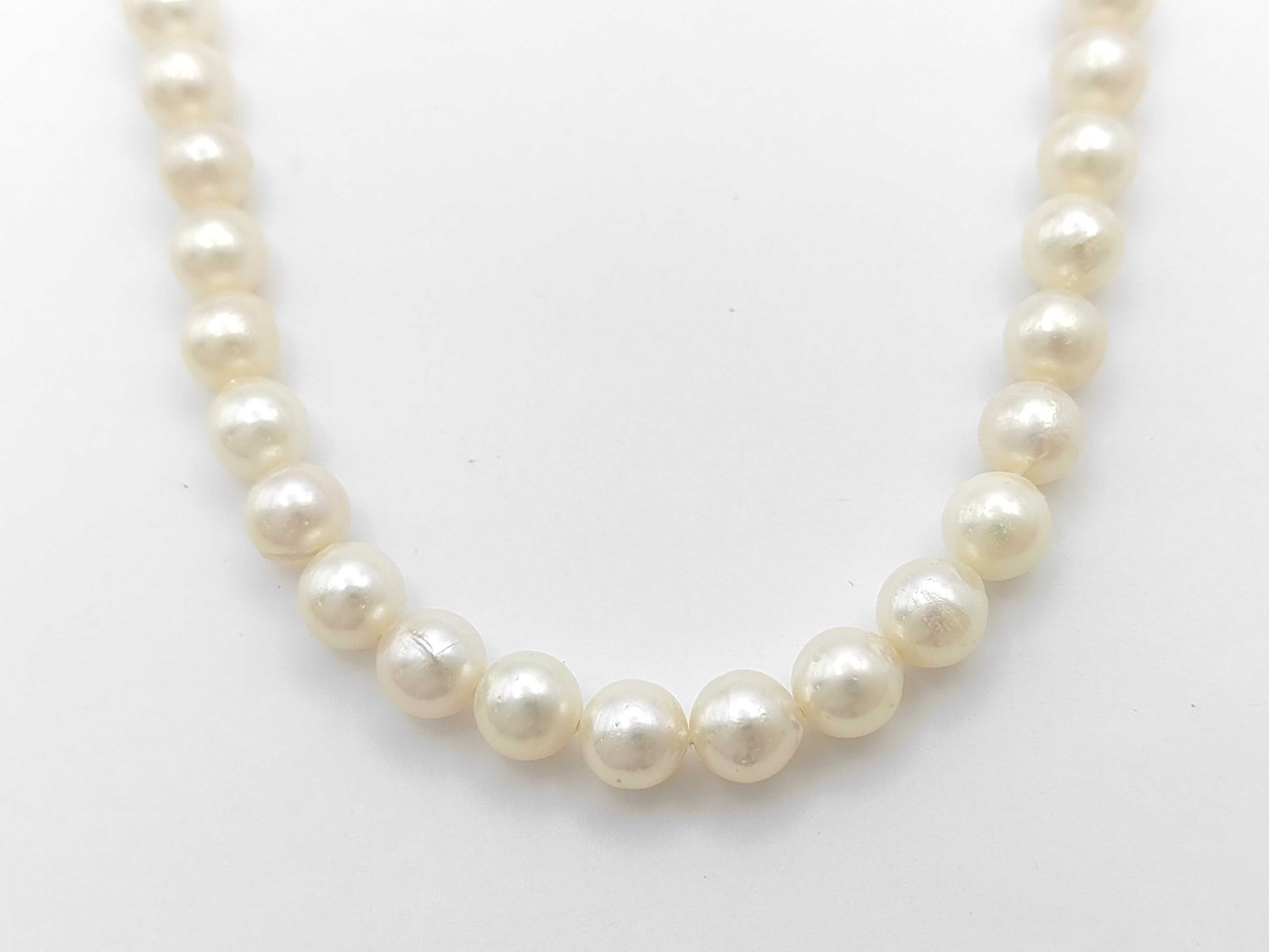 Semi-Round Pearl Necklace, Diameter: Approx. 7.0-7.4mm, Sterling Silver, 31.5g 