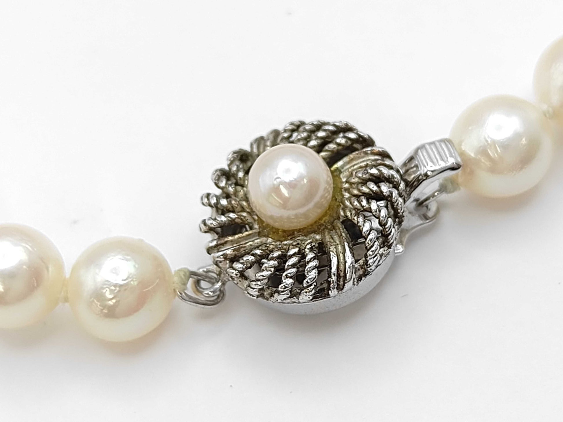 Semi-Round Pearl Necklace, Diameter: Approx. 7.0-7.4mm, Sterling Silver, 31.5g 