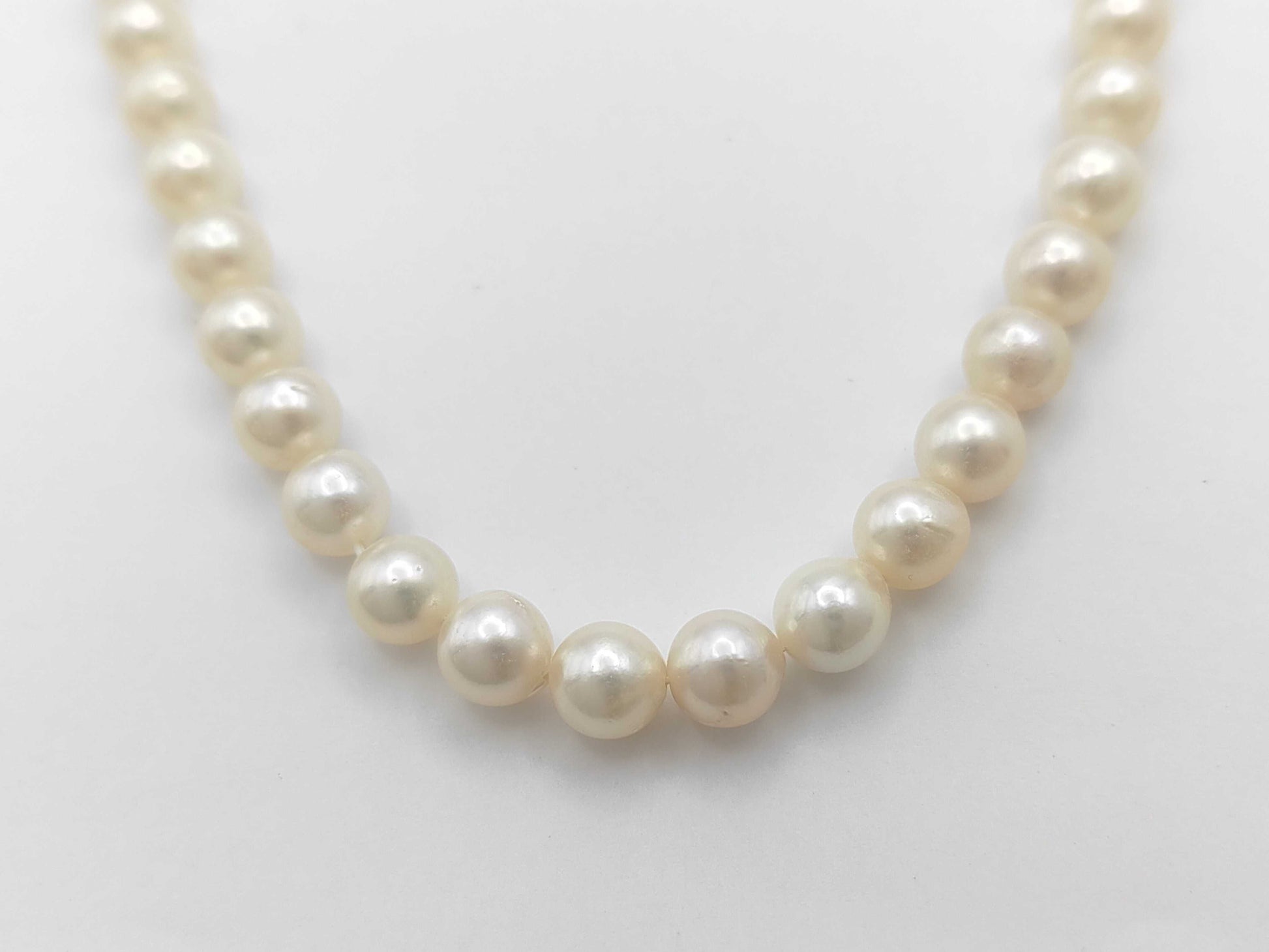 Semi-Round Pearl Necklace, Diameter: Approx. 7.0-7.4mm, Sterling Silver, 31.5g 