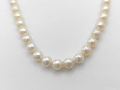 Semi-Round Pearl Necklace, Diameter: Approx. 7.0-7.4mm, Sterling Silver, 31.5g 