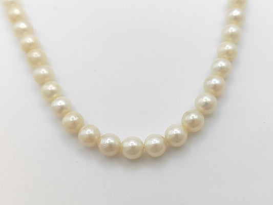 Pearl Necklace, Diameter: Approx. 6.0-6.4mm, Sterling Silver, 22.5g 
