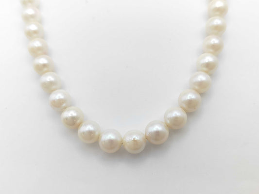 Pearl Necklace, Diameter: Approx. 8.4-8.9mm, Sterling Silver, 43.1g 