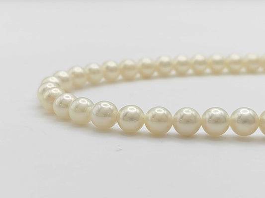 Pearl Necklace, Diameter: Approx. 5.5-5.9mm, Silver, 20.4g 