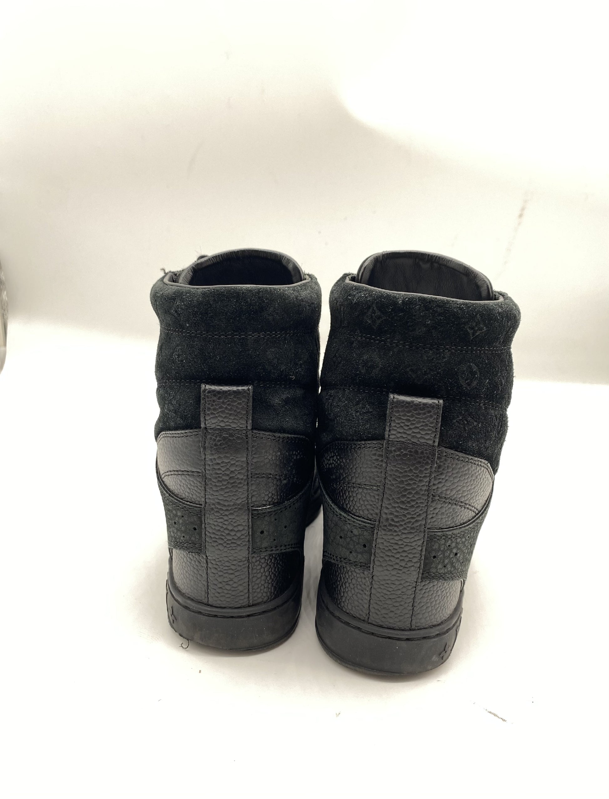 LOUIS VUITTON Clifftop Line Monogram Suede High-Top Sneakers, Size 36 1/2