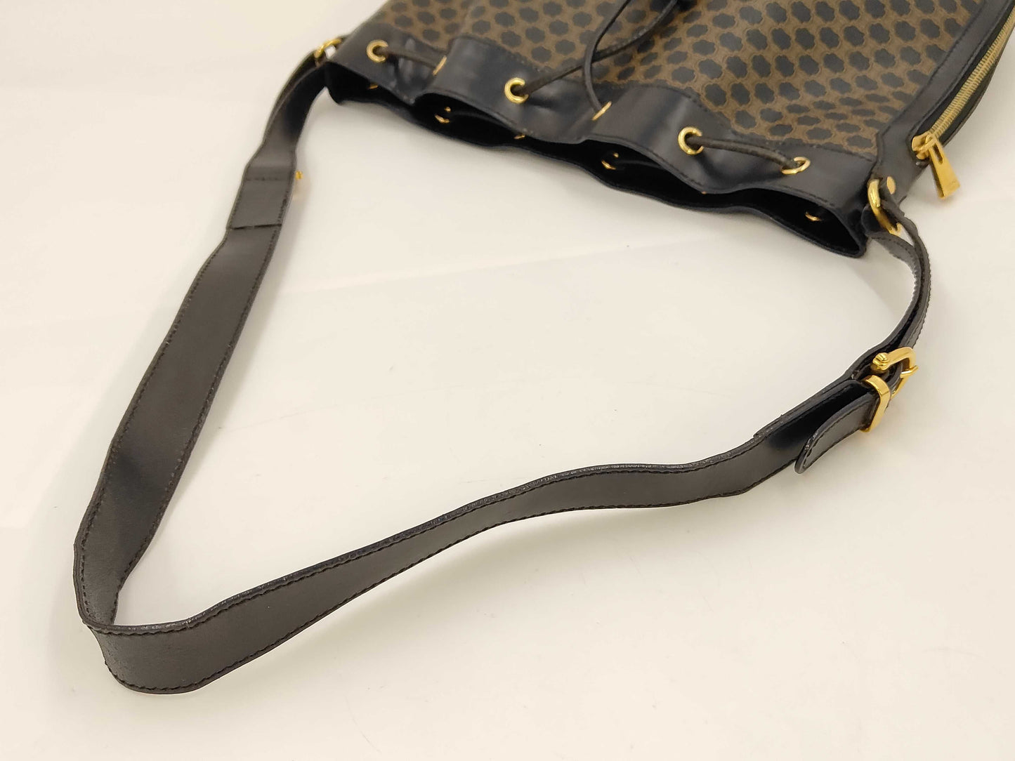 CELINE Macadam Drawstring Shoulder Bag, Black