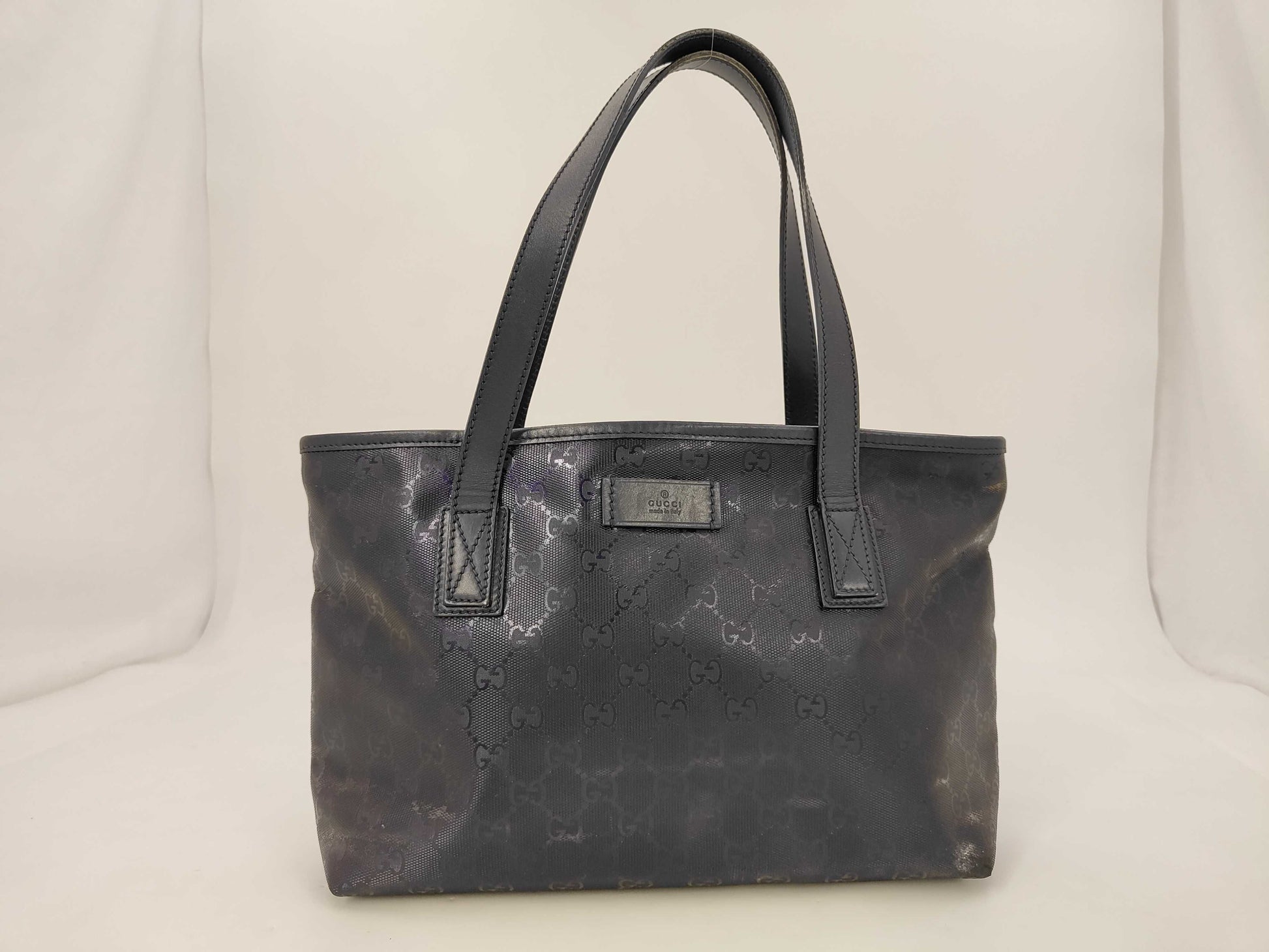 GUCCI GG Supreme 211138 Purple Navy Tote Bag