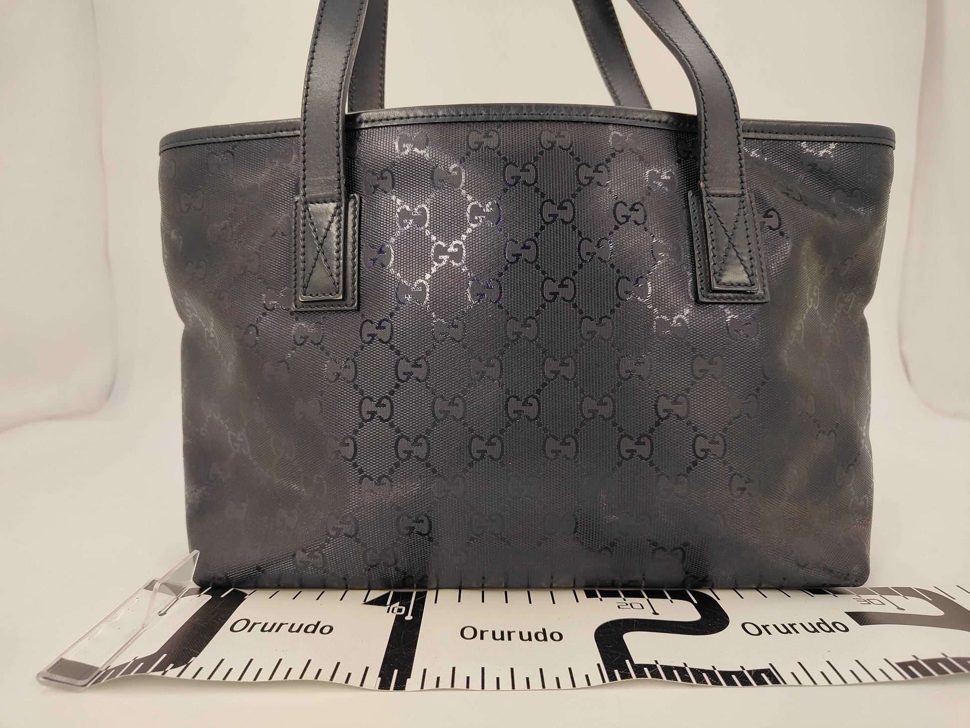 GUCCI GG Supreme 211138 Purple Navy Tote Bag