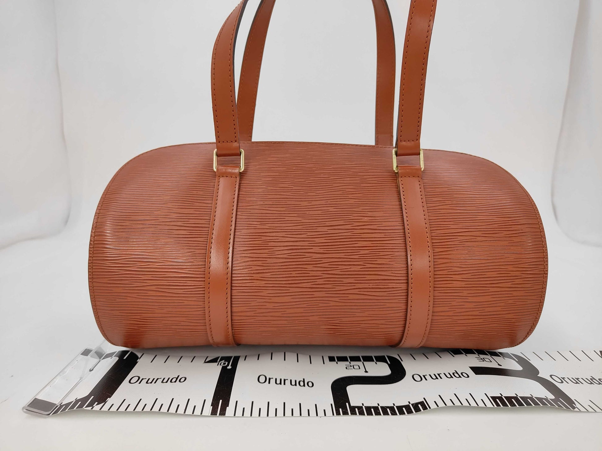 LOUIS VUITTON Epi Soufflot Camel Handbag with Pouch