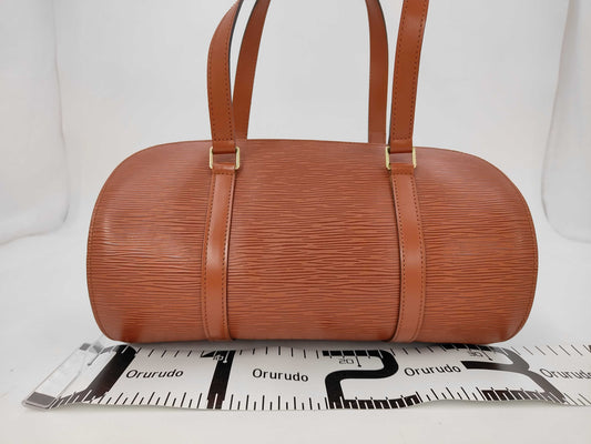 LOUIS VUITTON Epi Soufflot Camel Handbag with Pouch