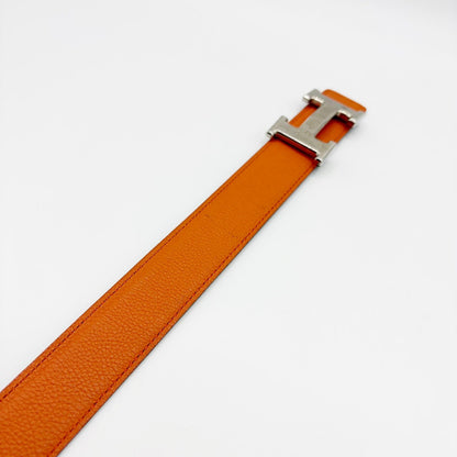 HERMES Constance 85 H Storie Leather Belt, Engraved Size M