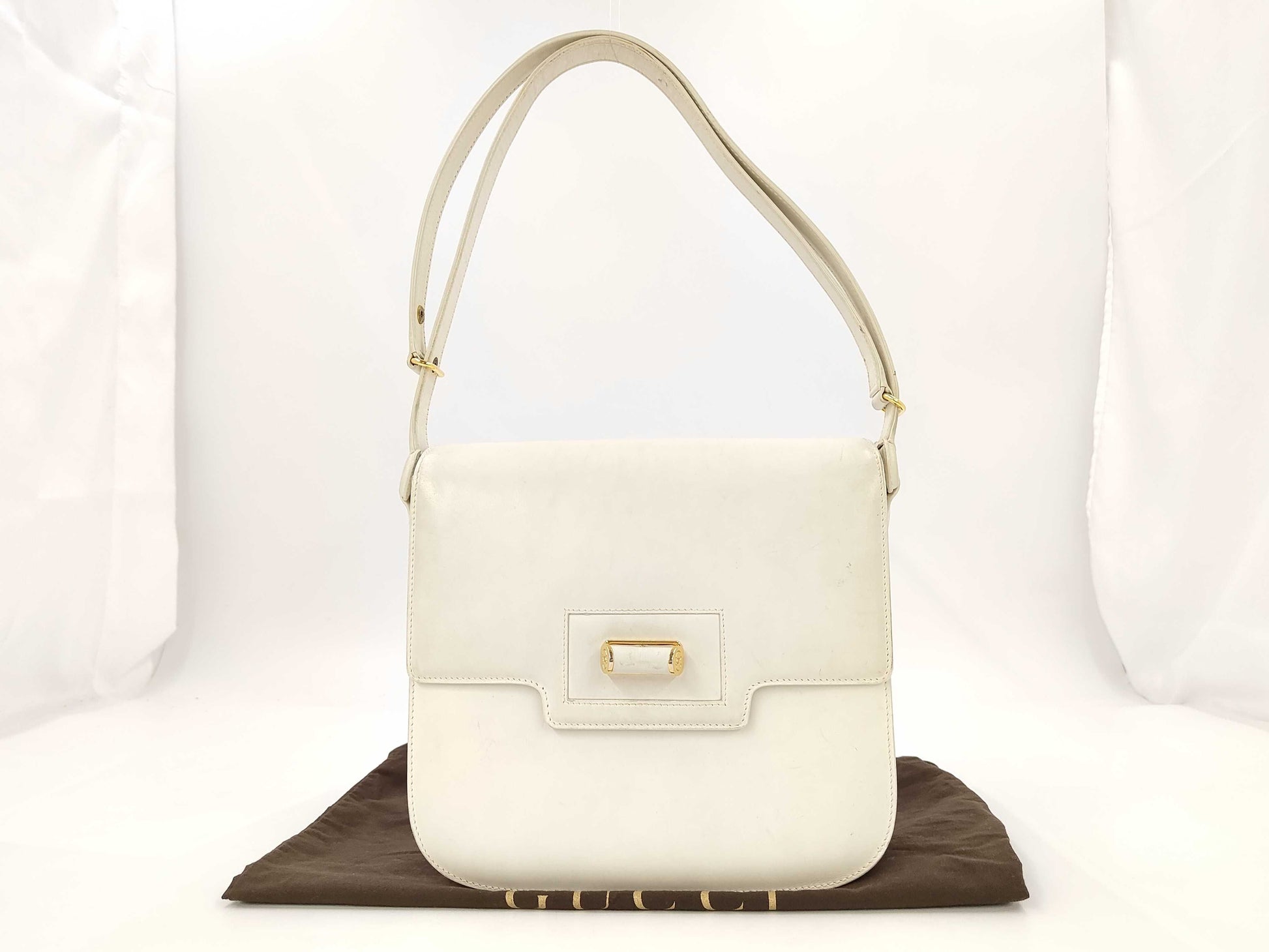 GUCCI Old GUCCI White Leather Shoulder Bag