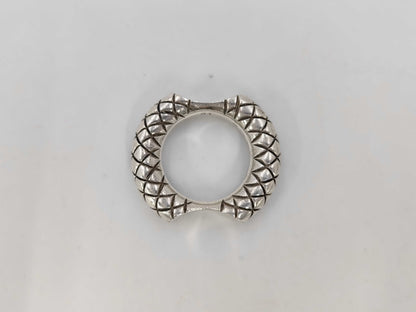 BOTTEGA VENETA Intrecciato Double Cut Silver Ring, SV925, 22.3g