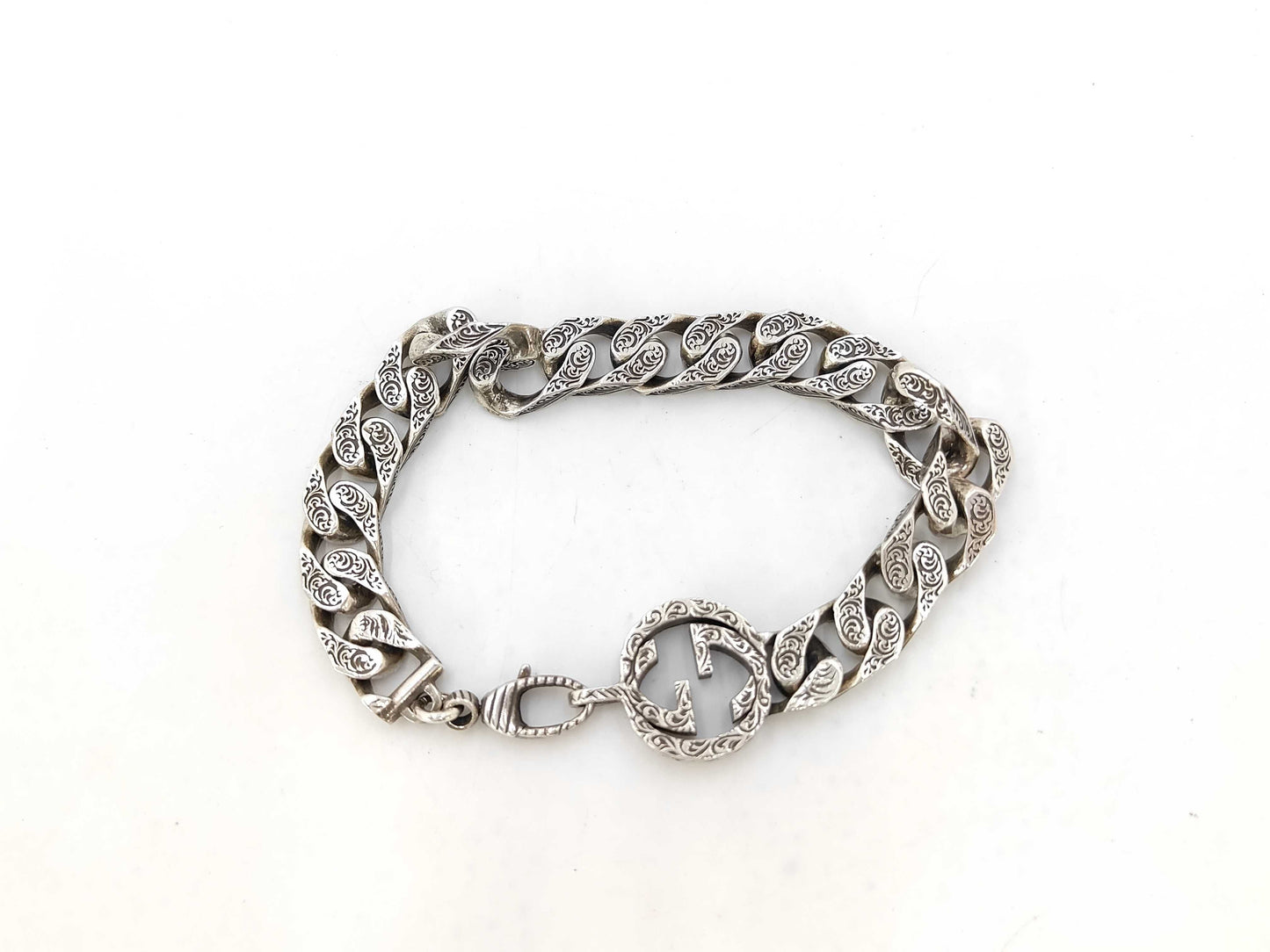 GUCCI Interlocking G Arabesque Bracelet, Ag925, 35.7g, Bracelet/Bangle
