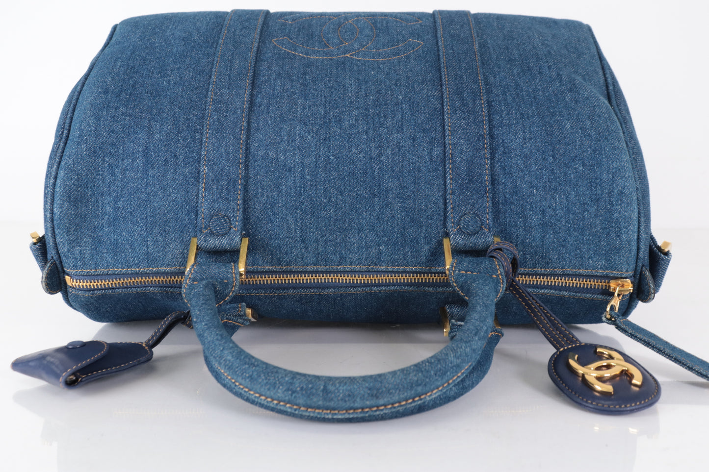 CHANEL Coco Mark Denim Boston Bag, Blue, No. 4