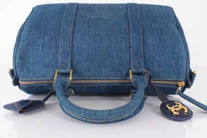 CHANEL Coco Mark Denim Boston Bag, Blue, No. 4