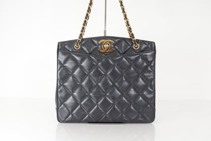 CHANEL Turnlock Caviar Chain Tote Shoulder Bag