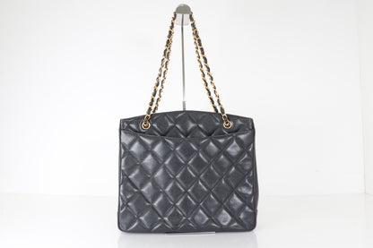 CHANEL Turnlock Caviar Chain Tote Shoulder Bag