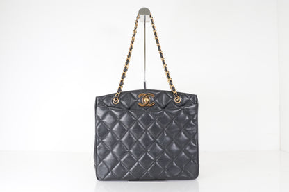 CHANEL Turnlock Caviar Chain Tote Shoulder Bag