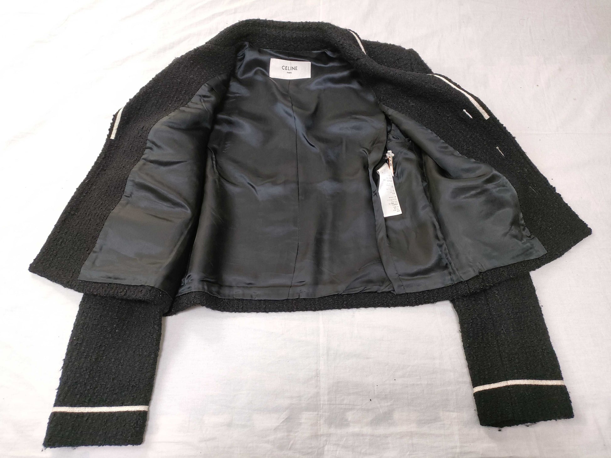 CELINE Chasseur Jacket 2V96D764L #38 Tweed Black Outer Jacket