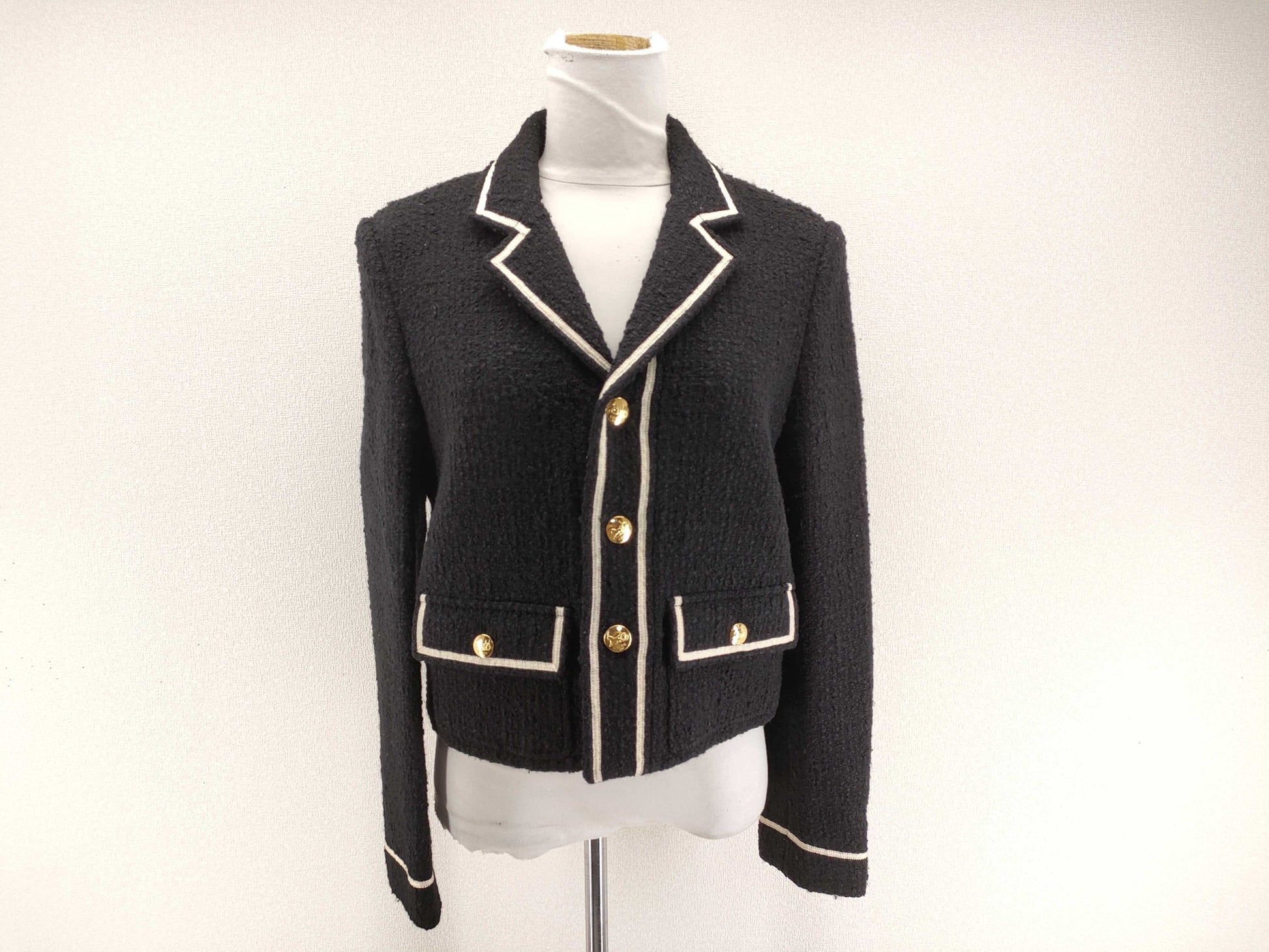 CELINE Chasseur Jacket 2V96D764L #38 Tweed Black Outer Jacket
