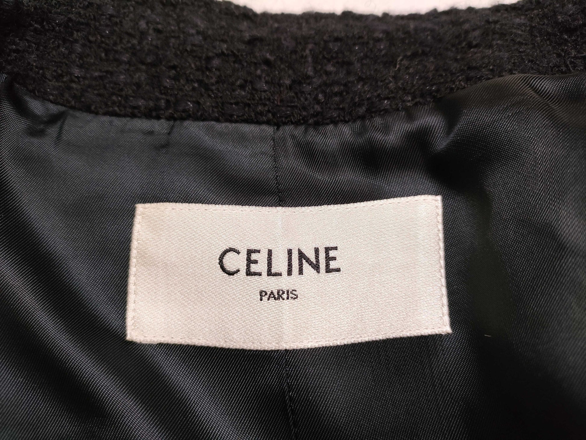 CELINE Chasseur Jacket 2V96D764L #38 Tweed Black Outer Jacket