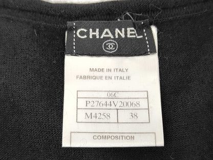 CHANEL CHANEL Sleeveless Top, Paris Streets, P27644V20068 #38, Eiffel Tower, Black, Ribbon Top