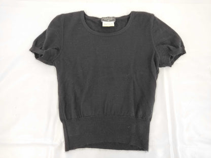 CHANEL CHANEL Cut and Sew T-Shirt P05531V00258 #40 Coco Mark Black Cashmere Top