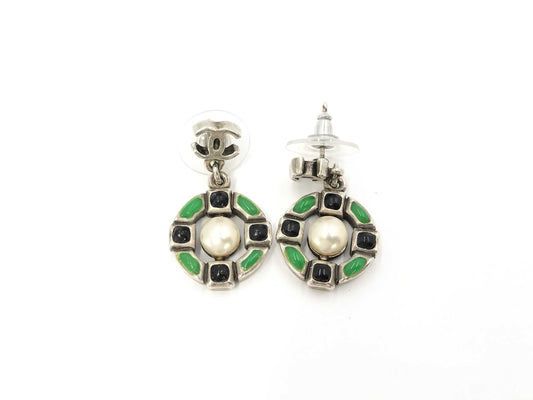 CHANEL CHANEL Earrings Color Stone Pearl Coco Mark Swing 09A Earrings