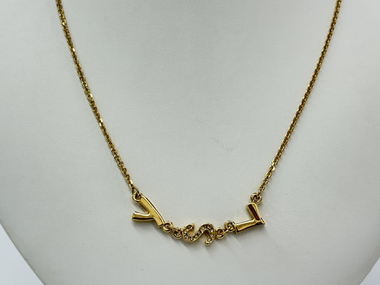 Yves Saint Laurent logo design gold necklace
