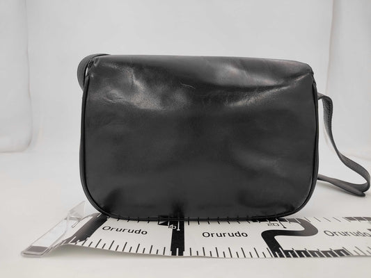 CELINE Triomphe Black Leather Shoulder Bag