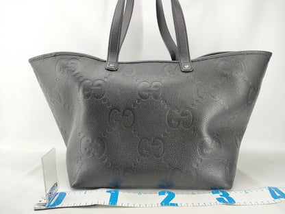 GUCCI 818771 Jumbo GG Leather Tote Bag in Black, Abbey Tote Bag
