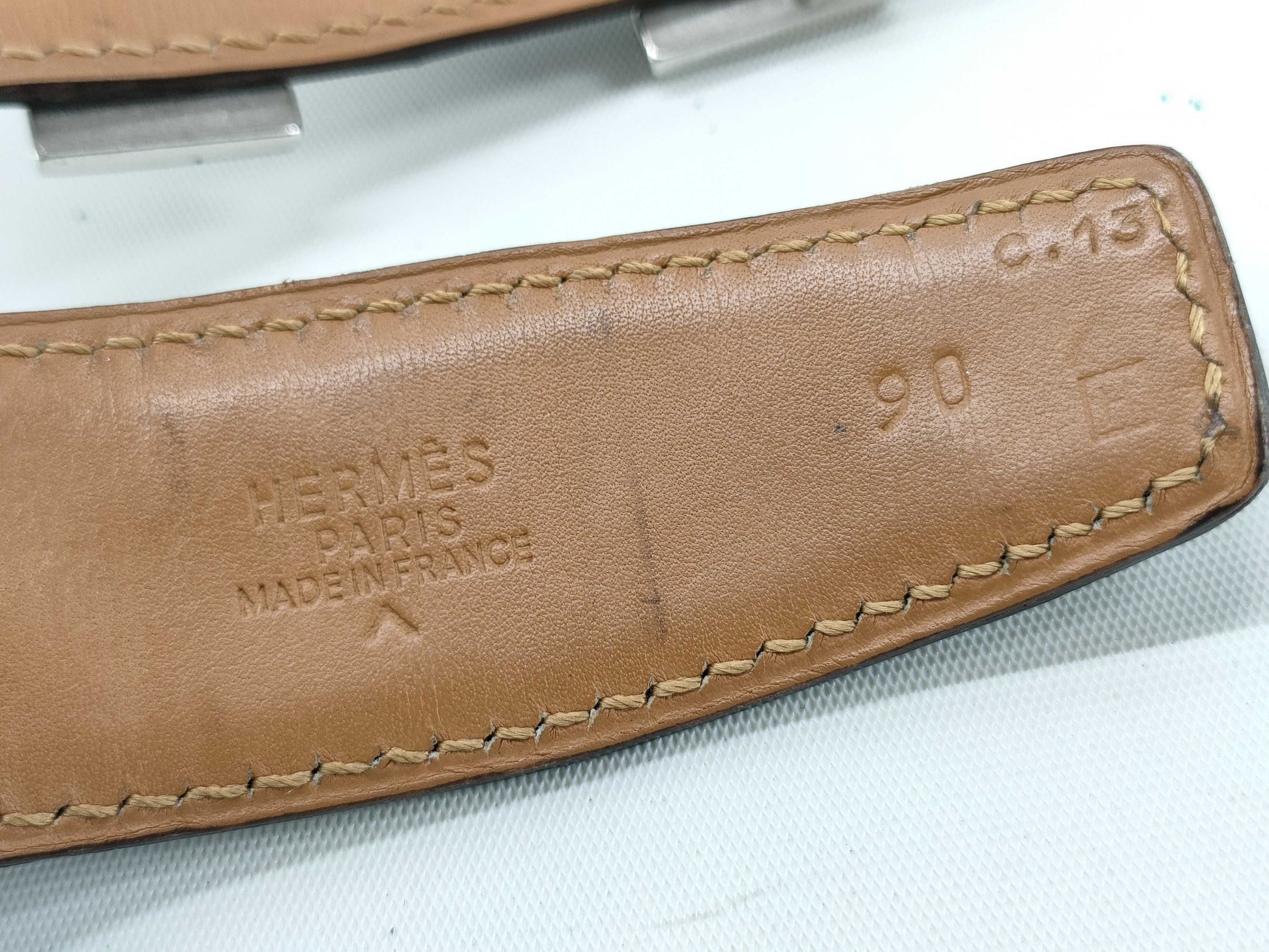 HERMES Shiny Alligator Belt Size 90 Approximately 96cm in Length H Stamp Black Belt
