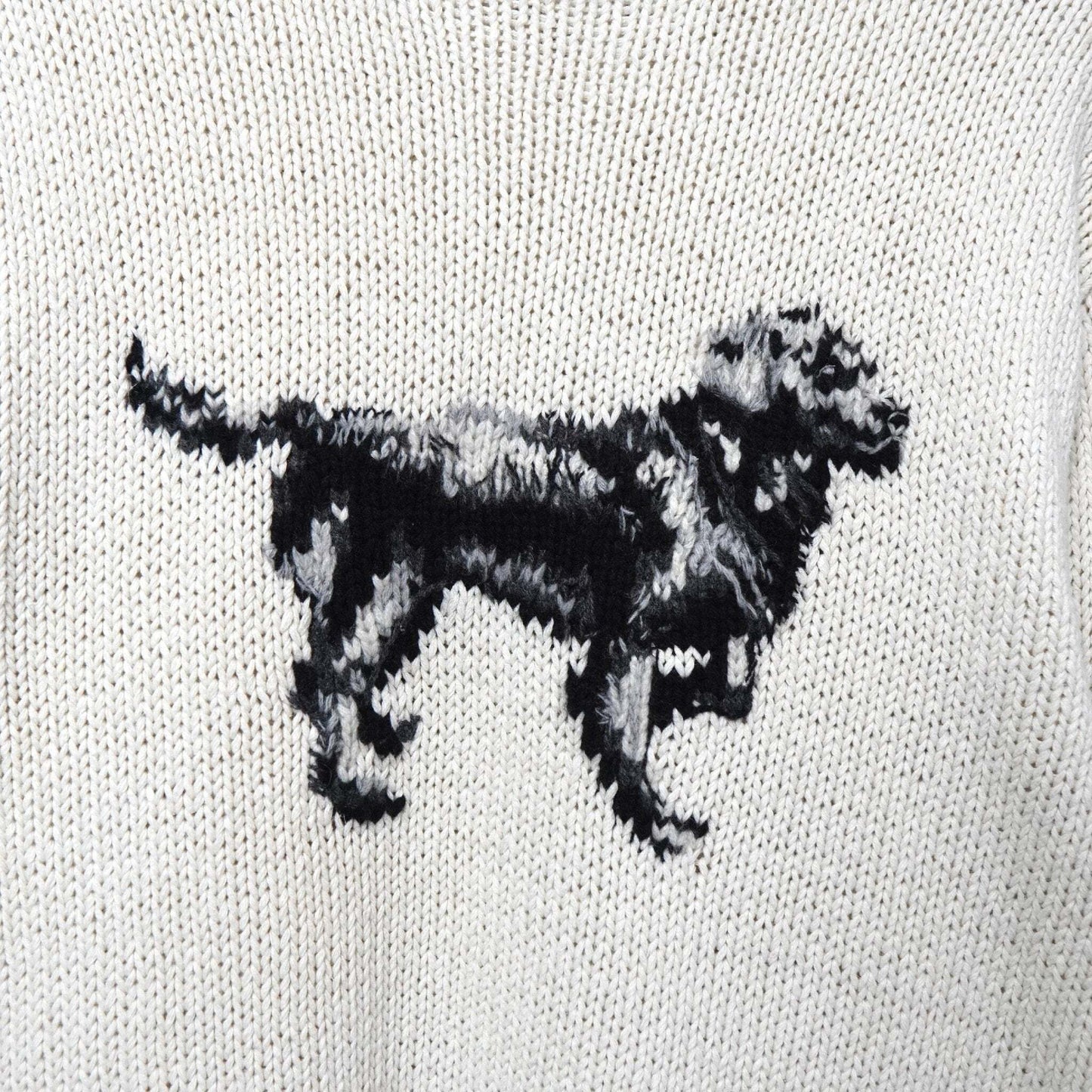 POLO Ralph Lauren Vintage Dog Cotton Hand-Knit Top, Ivory, Size L