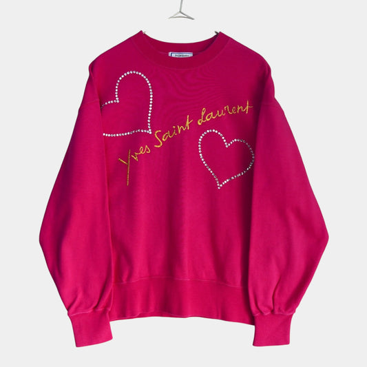 Yves Saint Laurent Vintage Logo Beaded Sweatshirt, Pink, Women's, Size M, Top