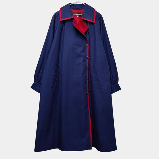 Yves Saint Laurent Vintage Two-Tone Trench Coat in Navy/Red, Women's, Size M