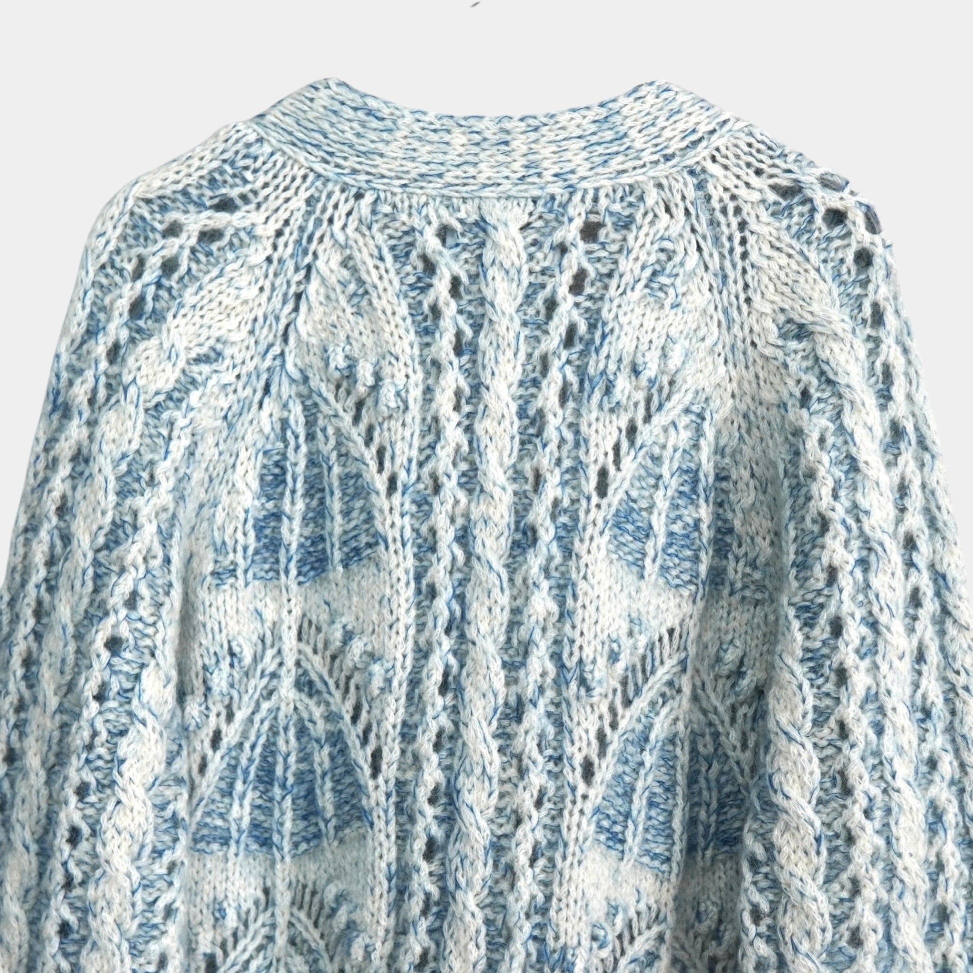 08sircus Cable Knit Mohair Cardigan, Blue/White, Size 1