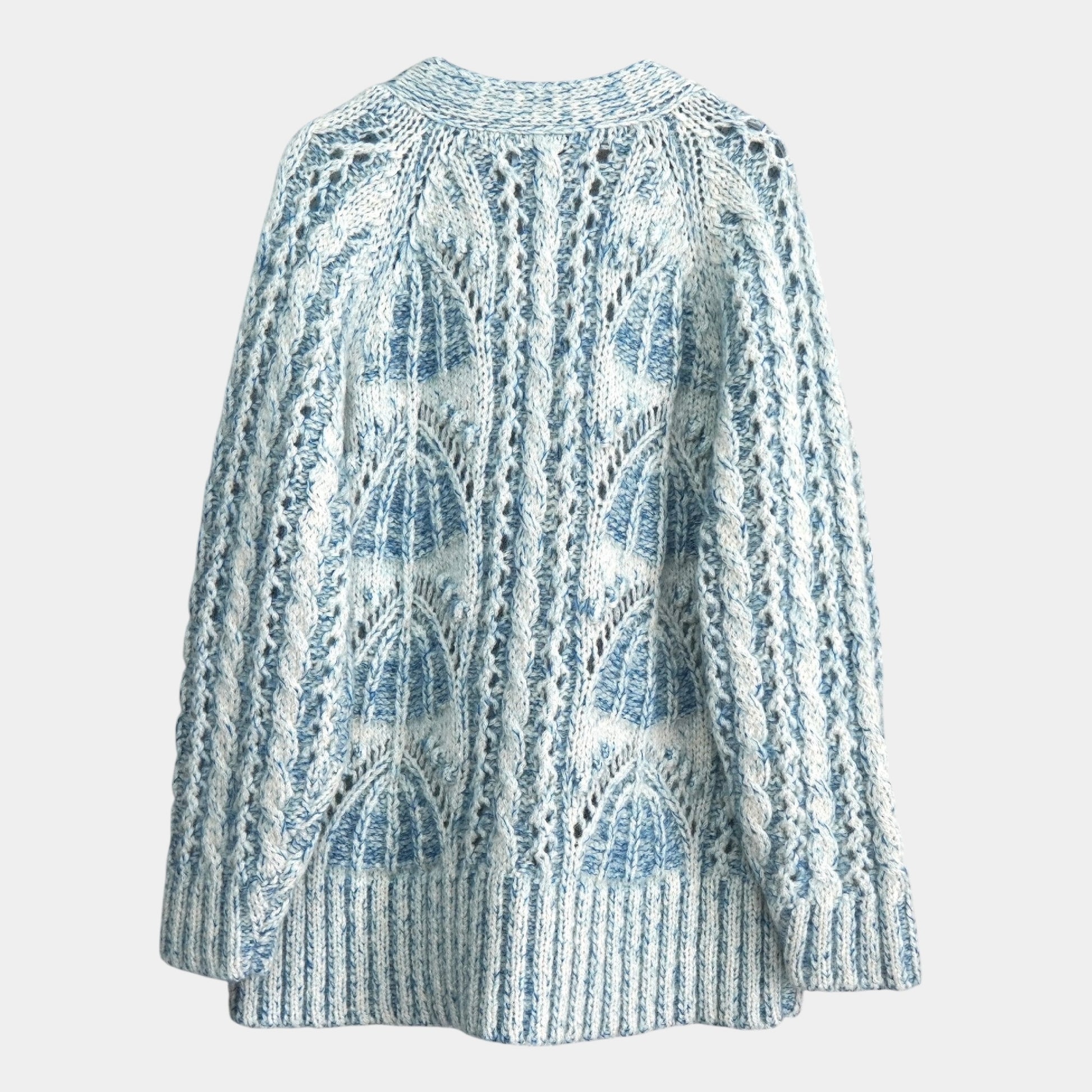 08sircus Cable Knit Mohair Cardigan, Blue/White, Size 1