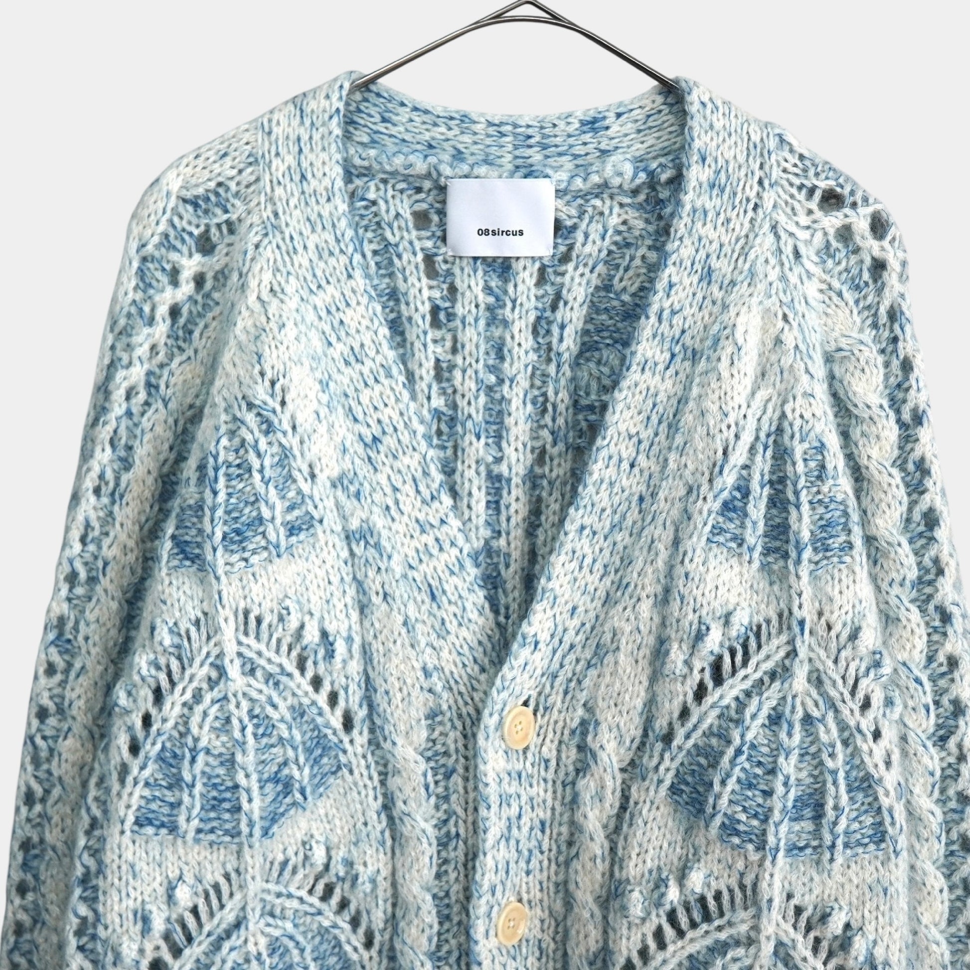 08sircus Cable Knit Mohair Cardigan, Blue/White, Size 1
