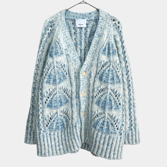 08sircus Cable Knit Mohair Cardigan, Blue/White, Size 1