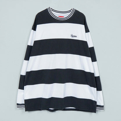 Supreme Border Print Logo Long Sleeve T-Shirt, Black/White, Size L