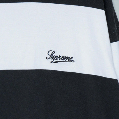 Supreme Border Print Logo Long Sleeve T-Shirt, Black/White, Size L