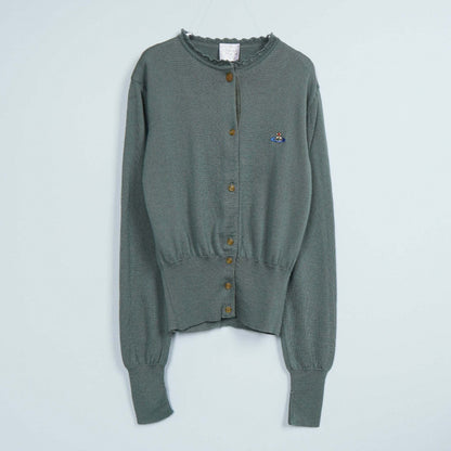 Vivienne Westwood Orb Logo Knit Cardigan, Green, Women's, Size M, Tops