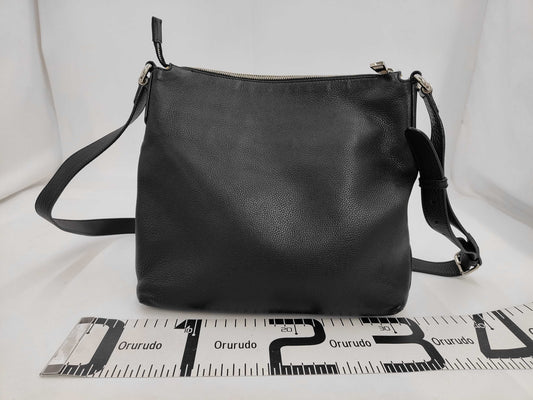 GUCCI 322059 Leather Interlocking G Shoulder Bag, Black, with Dust Bag, 204990 Shoulder Bag