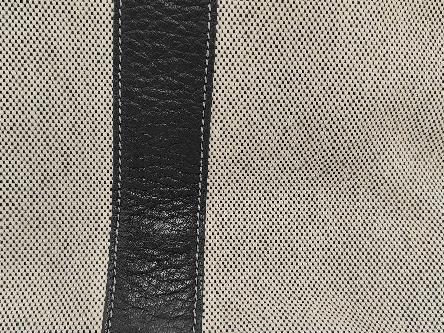 HERMES Canvas x Leather Garden Party MM Beige Black Natural T Stamp 2015 Handbag