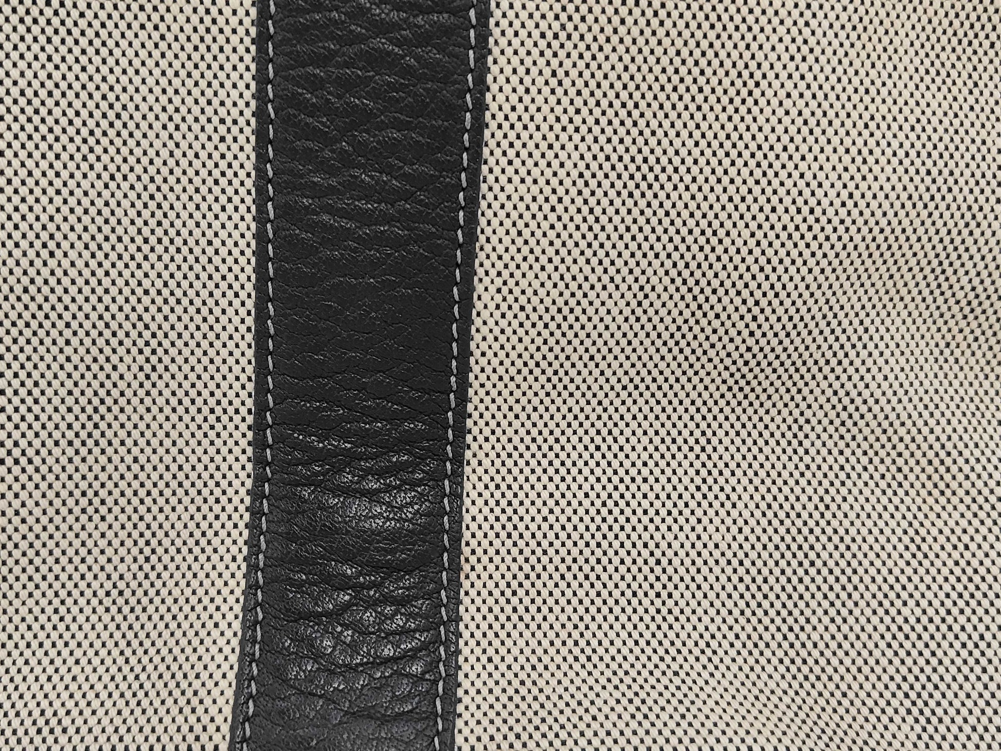 HERMES Canvas x Leather Garden Party MM Beige Black Natural T Stamp 2015 Handbag