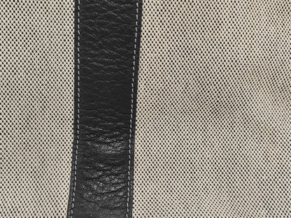 HERMES Canvas x Leather Garden Party MM Beige Black Natural T Stamp 2015 Handbag