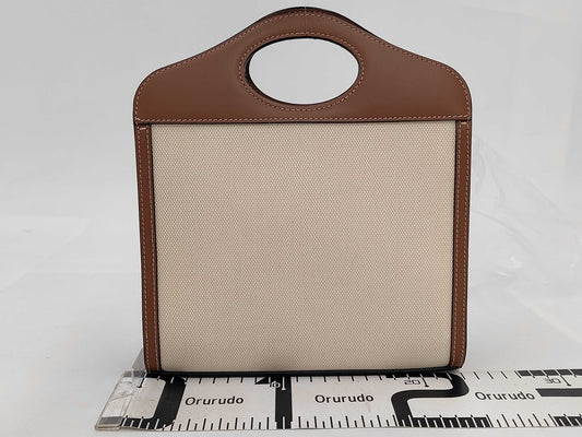 BURBERRY Canvas and Leather 2-Way Handbag in Brown and Beige, Includes Shoulder Strap and Dust Bag