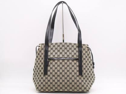 GUCCI GG Canvas Tote Bag Beige Black Tote Bag