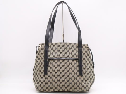 GUCCI GG Canvas Tote Bag Beige Black Tote Bag